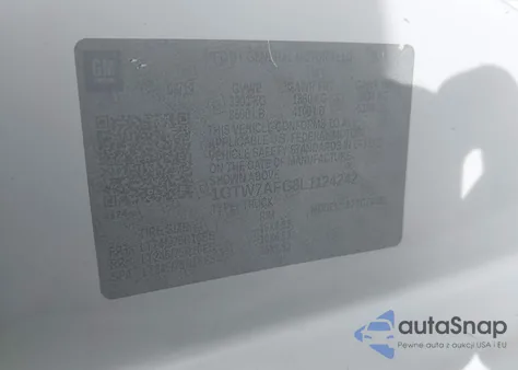 2020 GMC Savana Cargo Rwd 2500 Regular Wheelbase Work Van z USA, uszkodzony, nr VIN 1GTW7AFG8L1124242